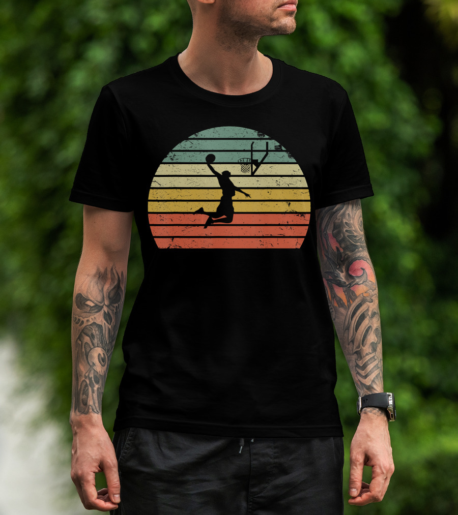 Vintage Basketball Dunk Sunset Retro T-Shirt