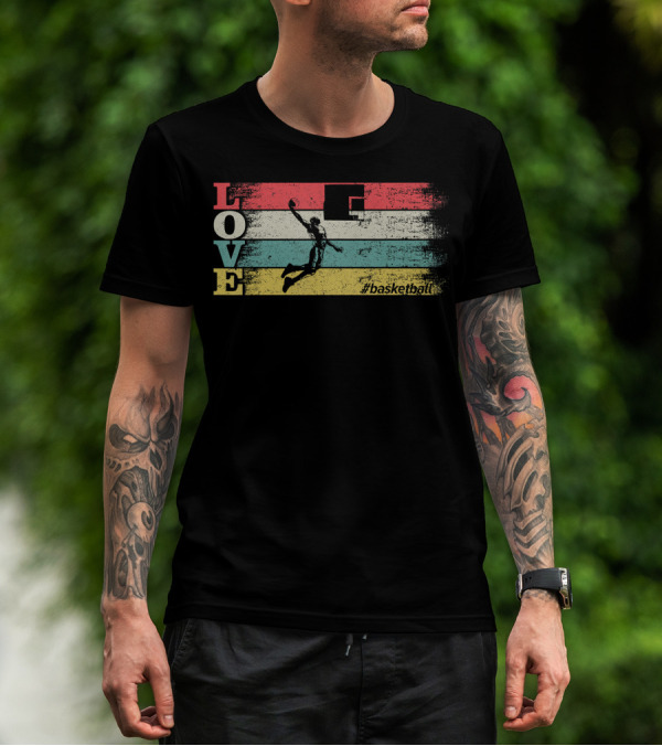 Love Basketball Vintage Sport Team Hashtag Basketball T-Shirt