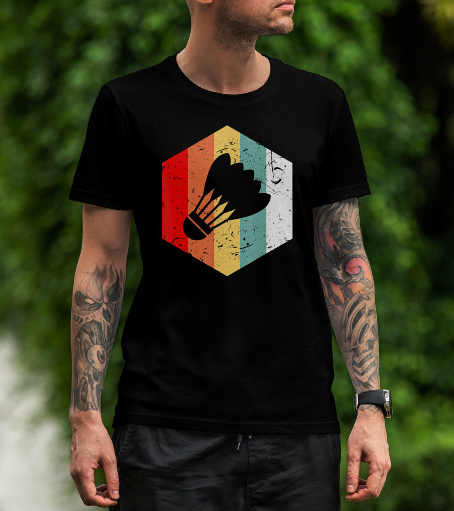 Vintage Shuttlecock Retro Hexagon Sports T-Shirt