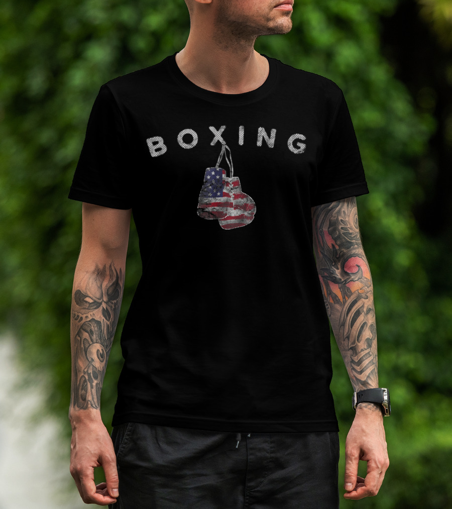 Boxing Vintage US Flag Gloves T-Shirt