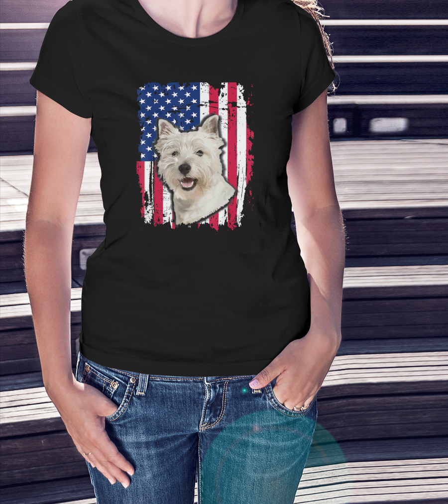 Westie USA Flag Independence Day T-Shirt