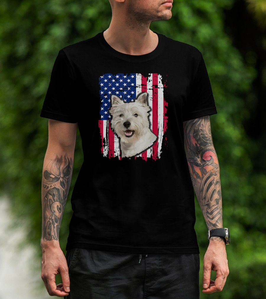 Westie USA Flag Independence Day T-Shirt