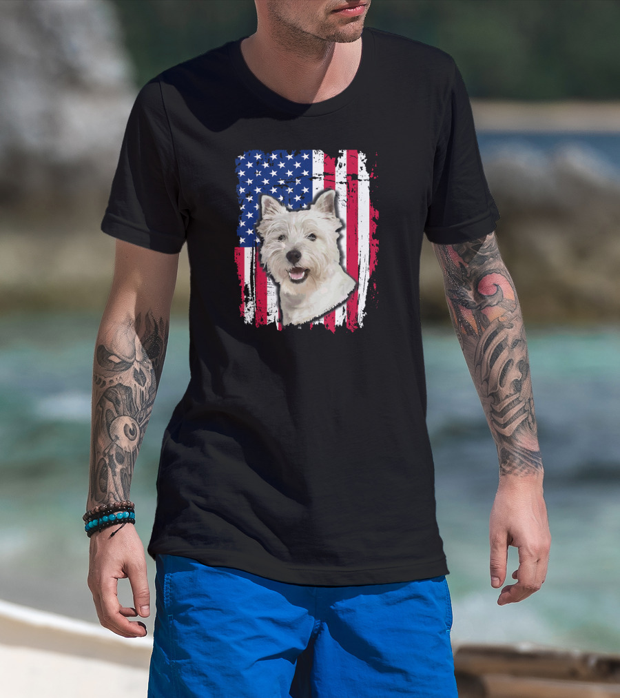 Westie USA Flag Independence Day T-Shirt