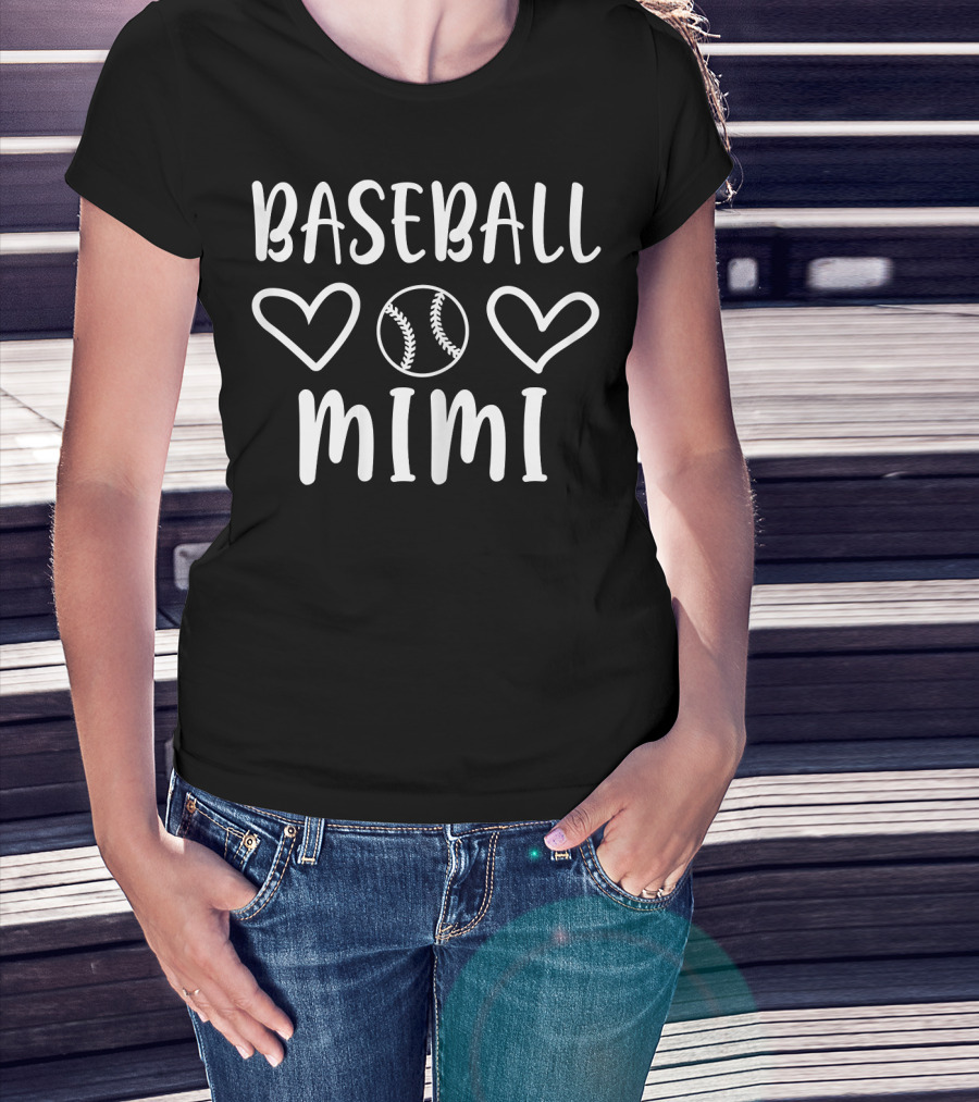 Baseball Mimi Heart Graphic Team Gra T-Shirt