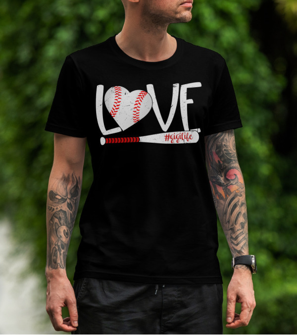 LOVE Baseball Heart Bat #GigiLife T-Shirt