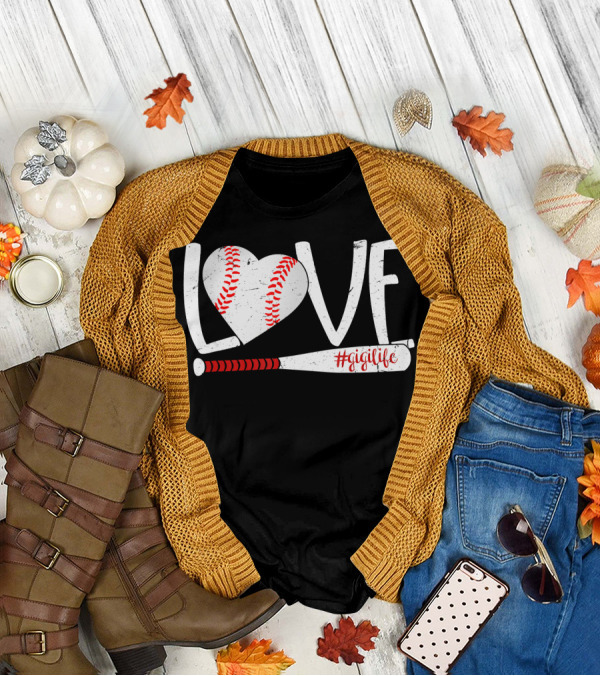 LOVE Baseball Heart Bat #GigiLife T-Shirt