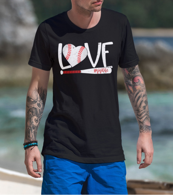 LOVE Baseball Heart Bat #GigiLife T-Shirt