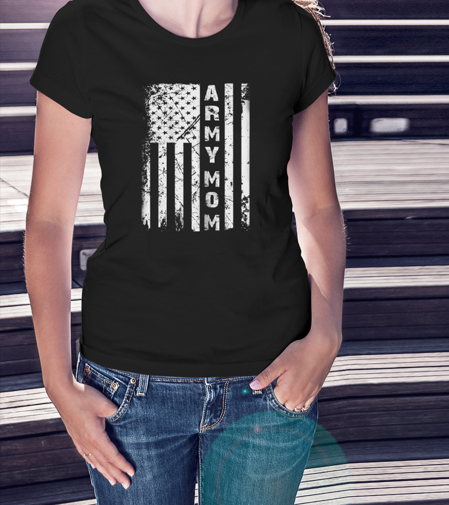 American Flag Army Mom T-Shirt