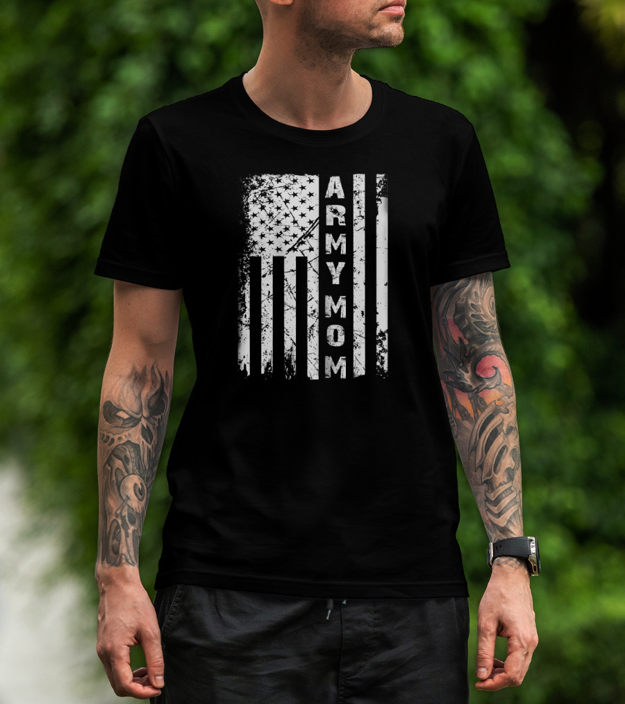American Flag Army Mom T-Shirt