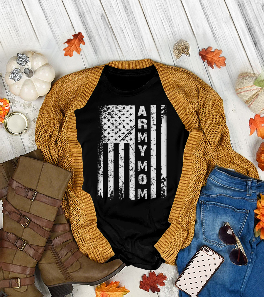 American Flag Army Mom T-Shirt