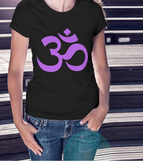 Yoga Aum OM Spiritual Symbol In Purple T-Shirt