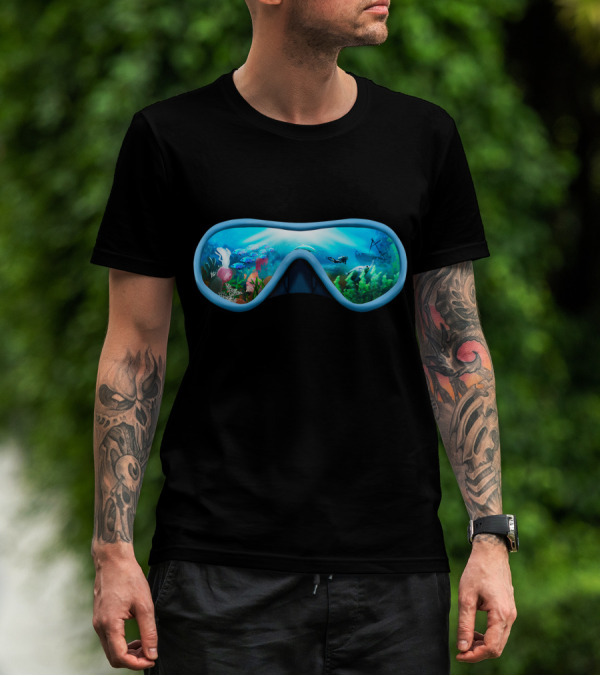 Scuba Diving Mask Underwater Adventure Coral Reef With Diver T-Shirt