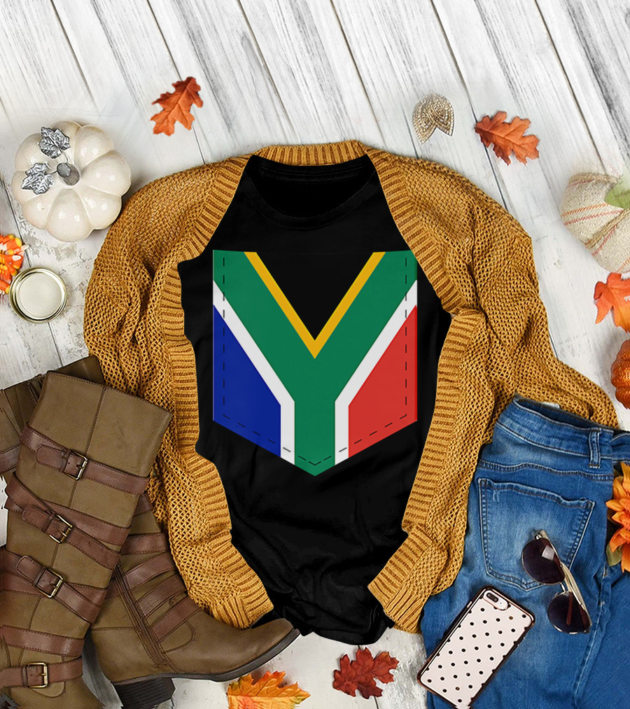 South Africa Flag Pocket Style with Printed Sout T-Shirt