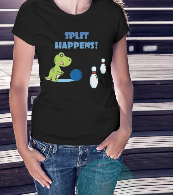 Split Happens Dino T-Rex Bowlingpin Fun T-Shirt