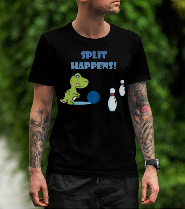 Split Happens Dino T-Rex Bowlingpin Fun T-Shirt