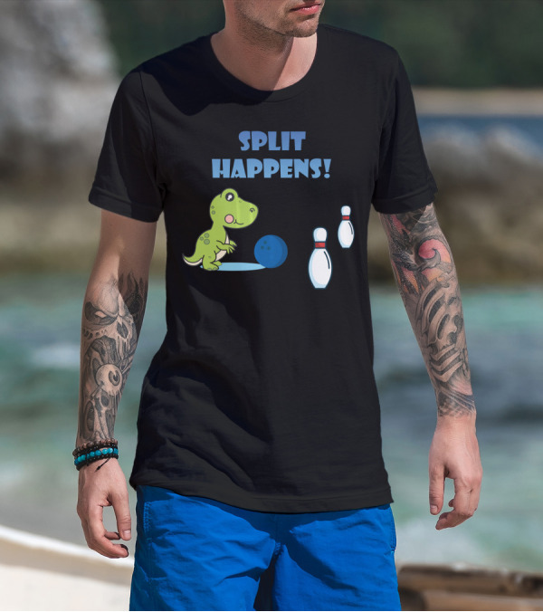 Split Happens Dino T-Rex Bowlingpin Fun T-Shirt