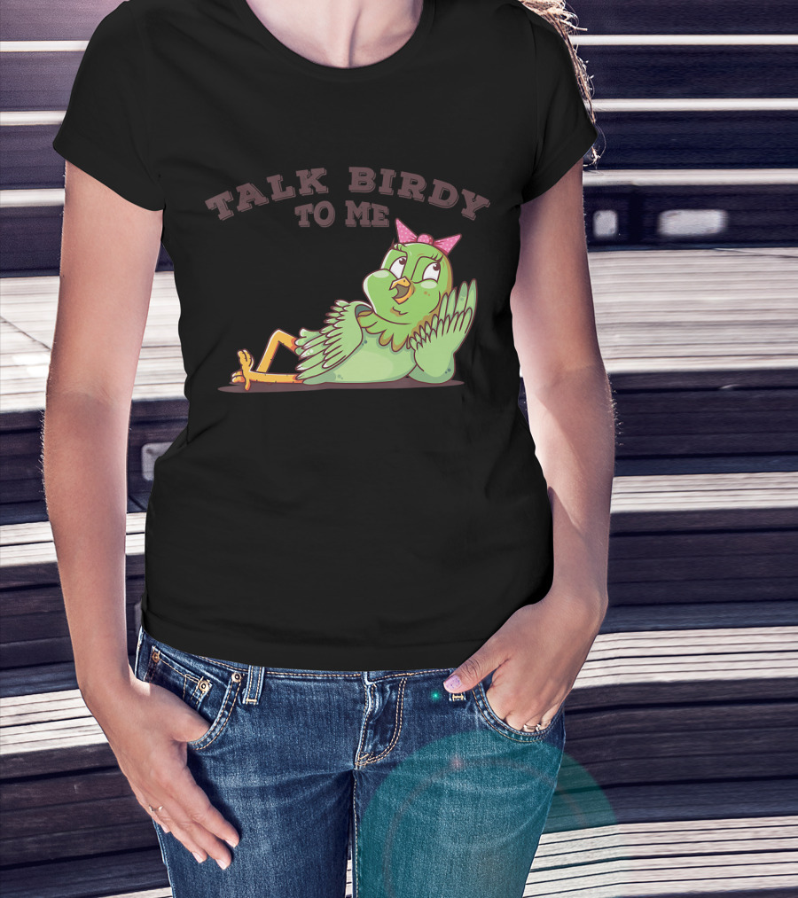 Talk Birdy To Me Funny Parrot Bird Relaxing With Bow T-Shirt