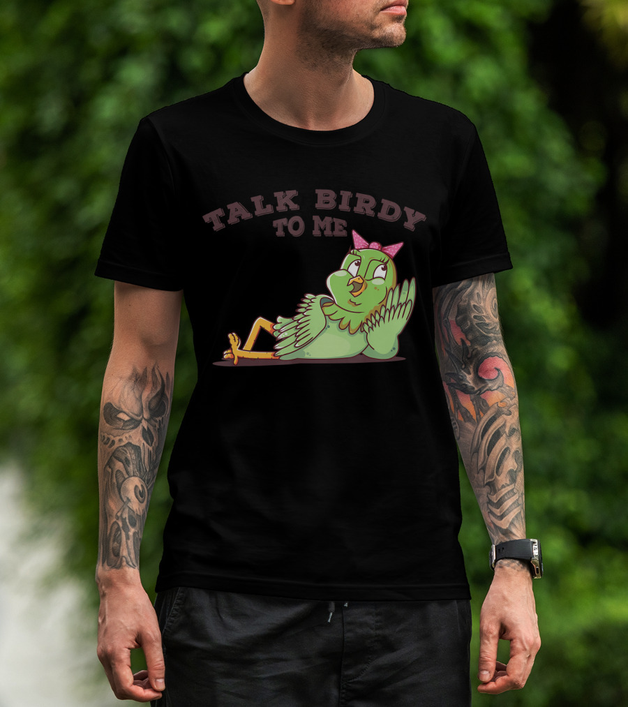 Talk Birdy To Me Funny Parrot Bird Relaxing With Bow T-Shirt