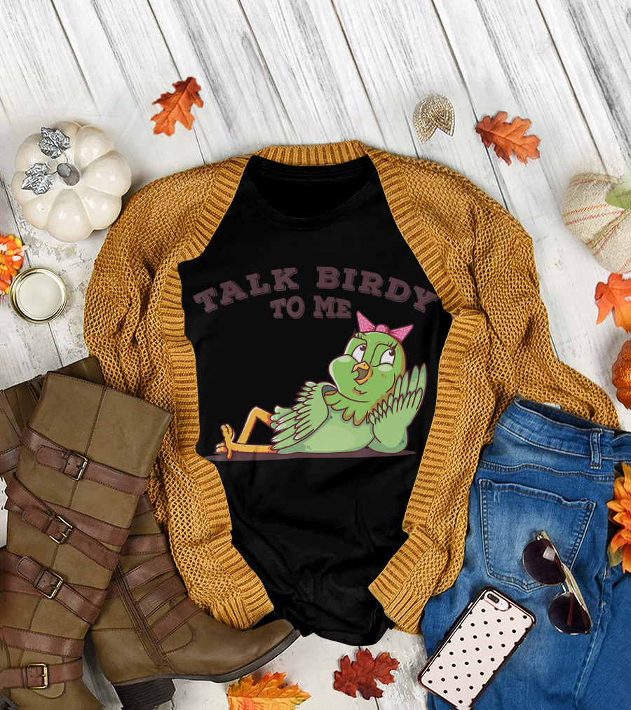 Talk Birdy To Me Funny Parrot Bird Relaxing with Bow T-Shirt