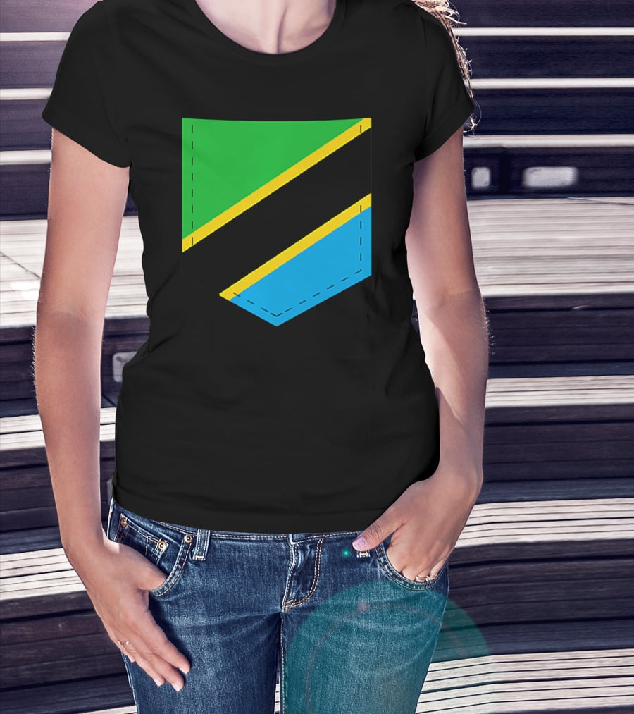 Tanzania Flag With Printed Tanzani Pocket T-Shirt