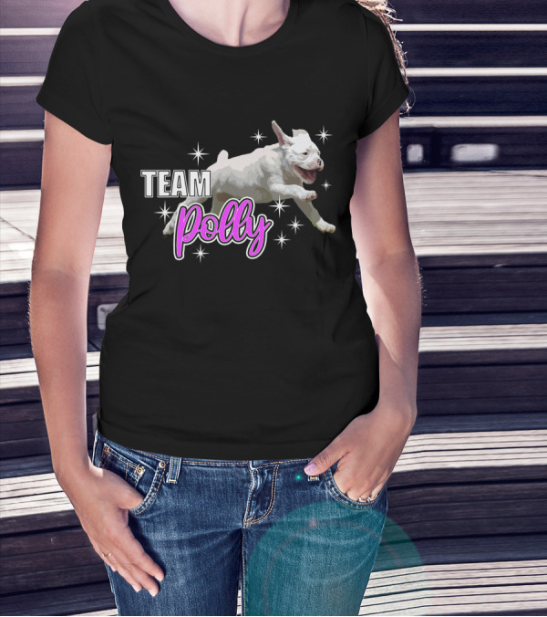 Team Polly Joyful Running Puppy With Stars T-Shirt