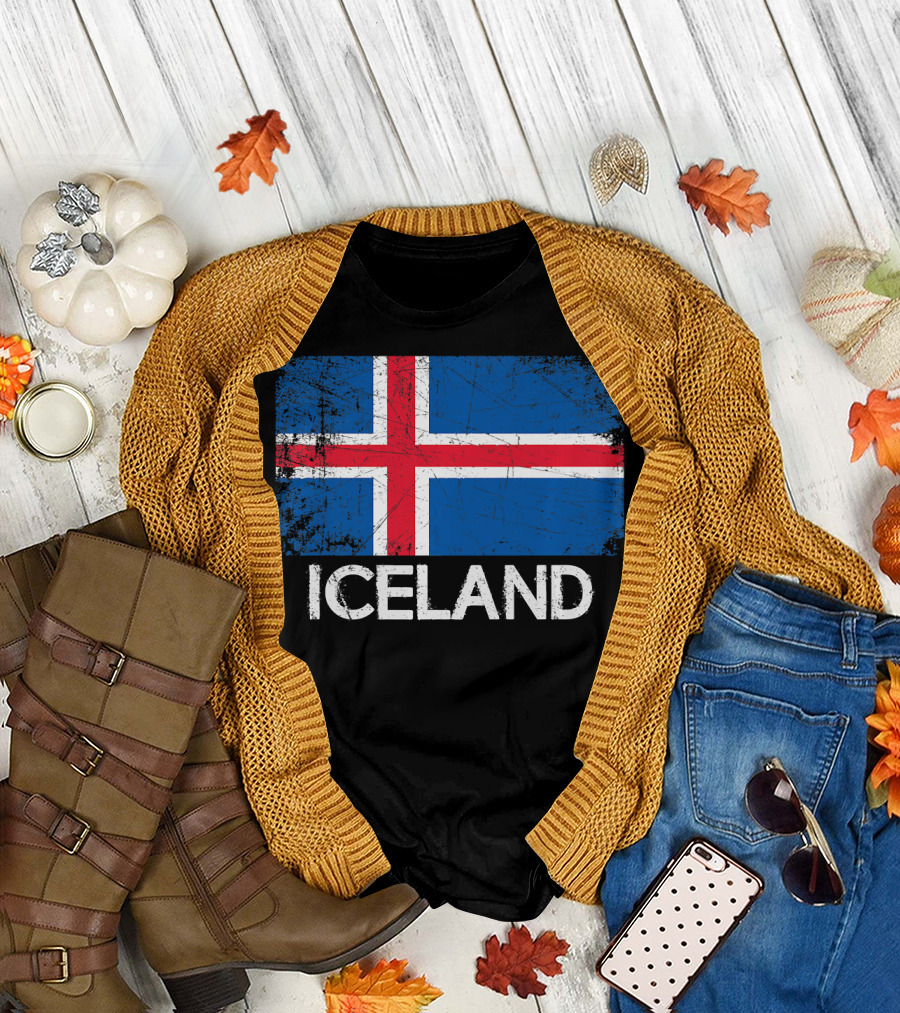 Icelandic Flag Vintage Iceland T-Shirt