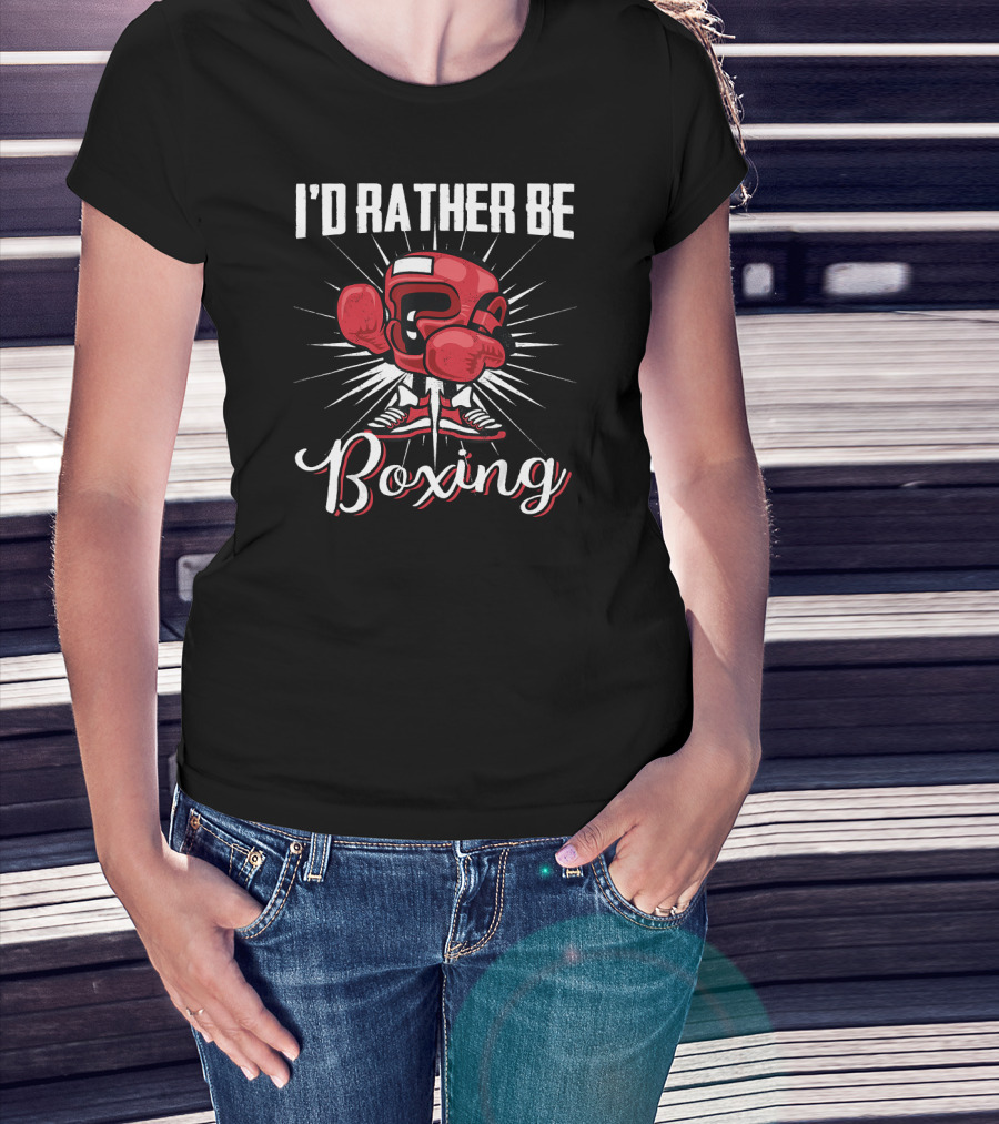 I'D RATHER BE BOXING Red Boxing Gloves And Shoes Burst T-Shirt
