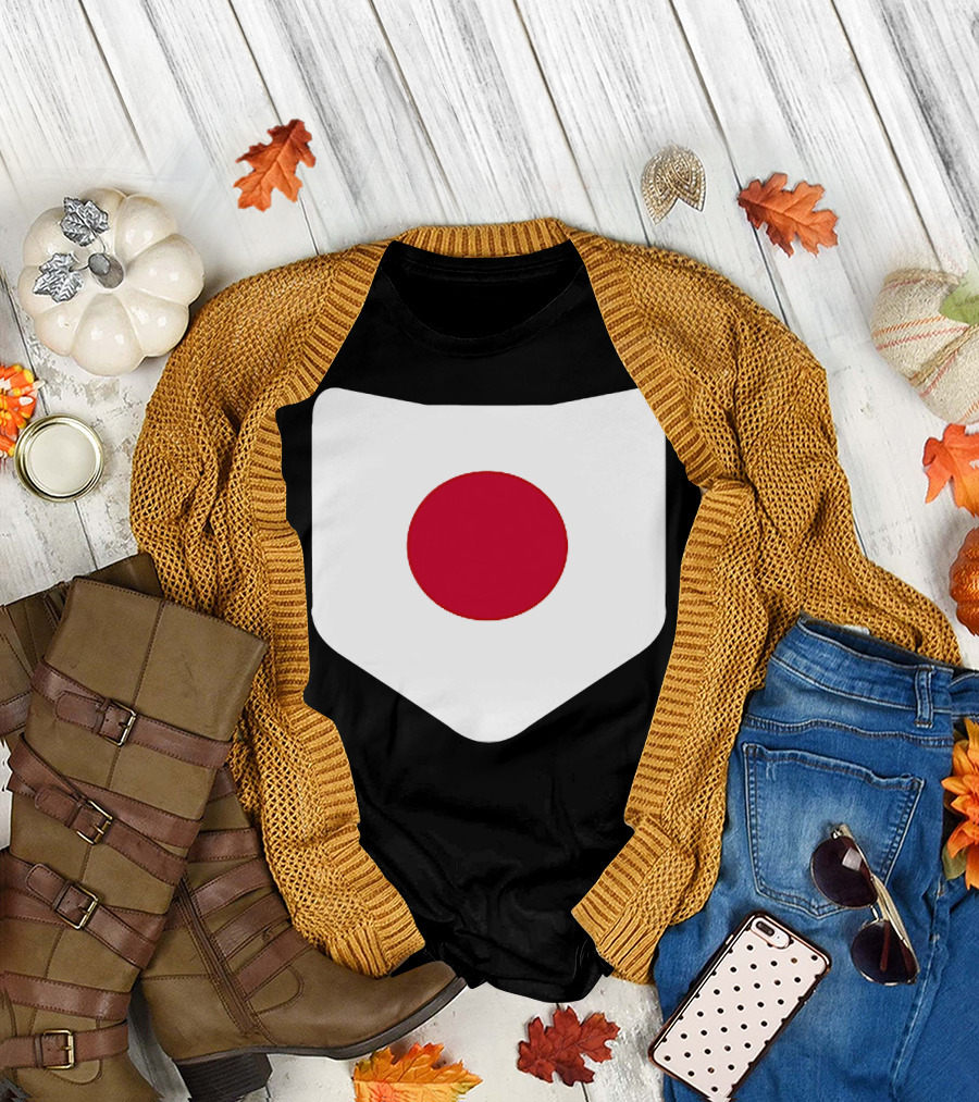 Japan Symbol Emblem with Printed Japanese Flag T-Shirt
