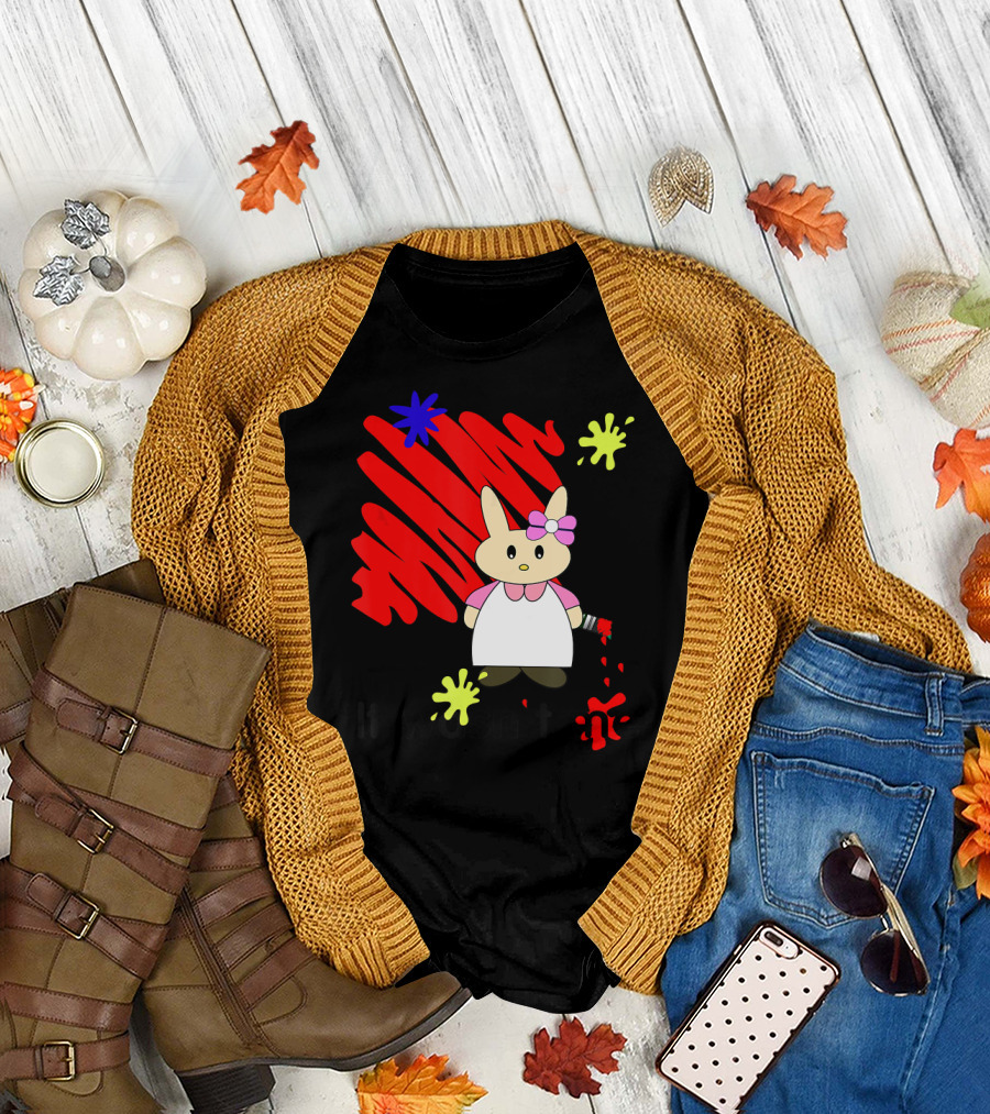 It Wasn't Me Bunny with Paintbrush and Red Scribble T-Shirt