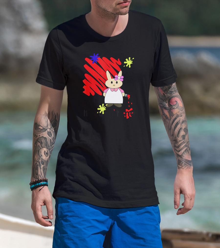 It Wasn't Me Bunny With Paintbrush And Red Scribble T-Shirt
