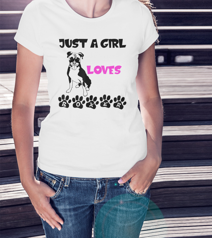 Just A Girl Who Loves Her Boxer Paws T-Shirt