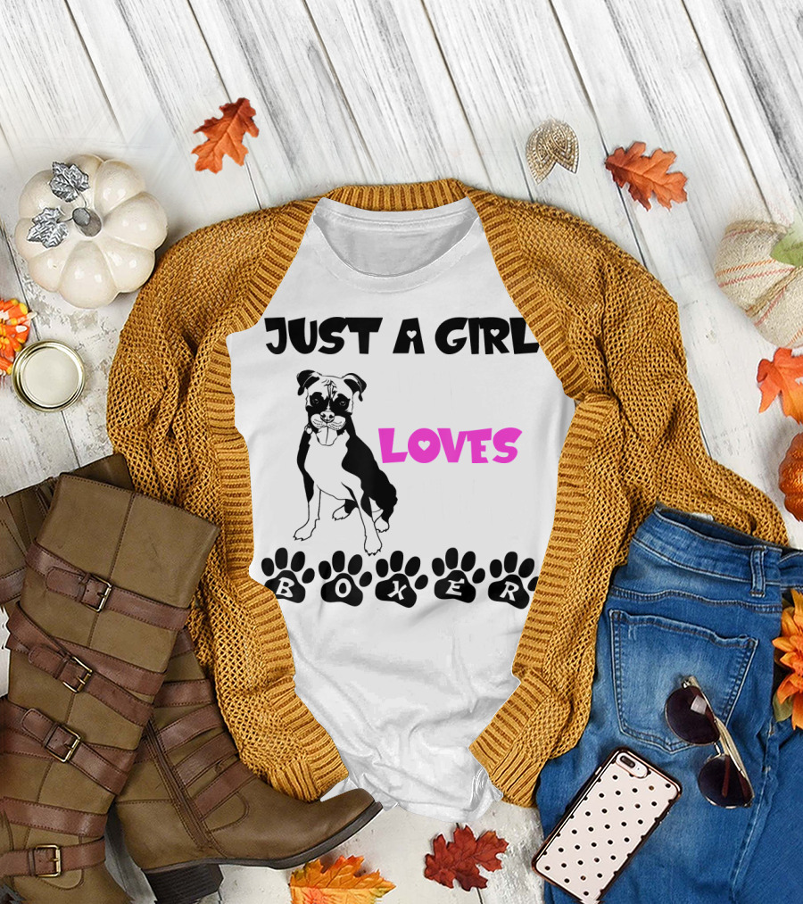 Just A Girl Who Loves Her Boxer Paws T-Shirt
