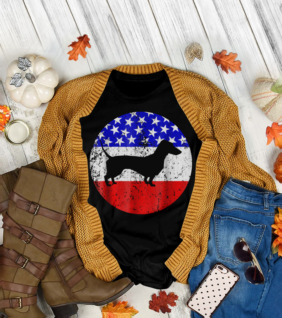 American Flag Dachshund Silhouette T-Shirt