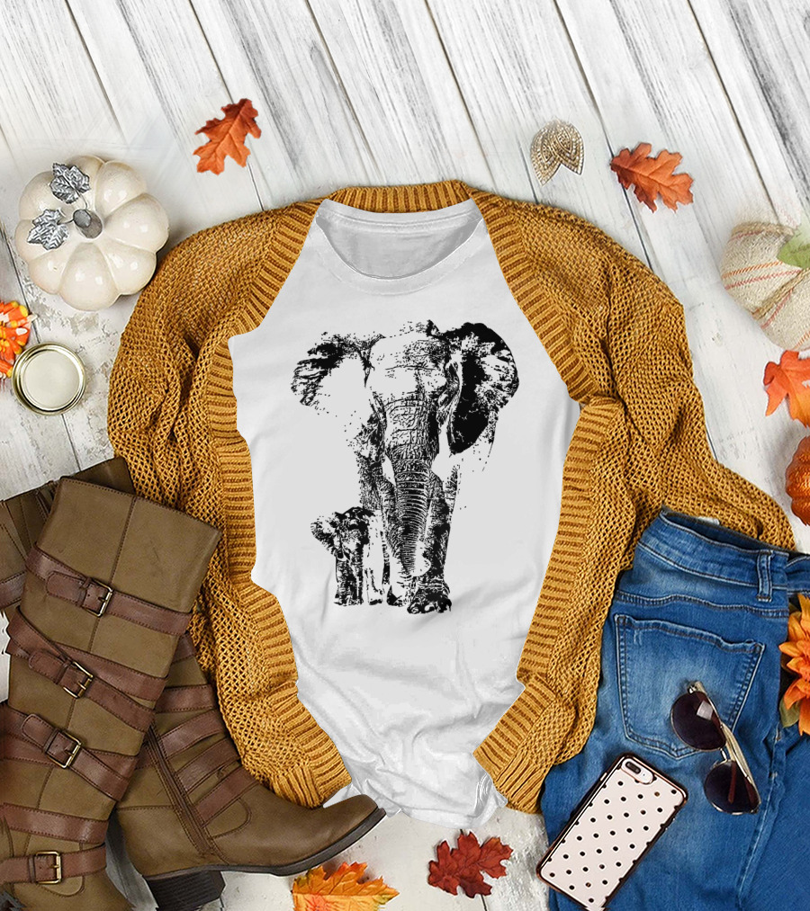 Elephant Animal Lover Save The Elephants Mother and Calf T-Shirt