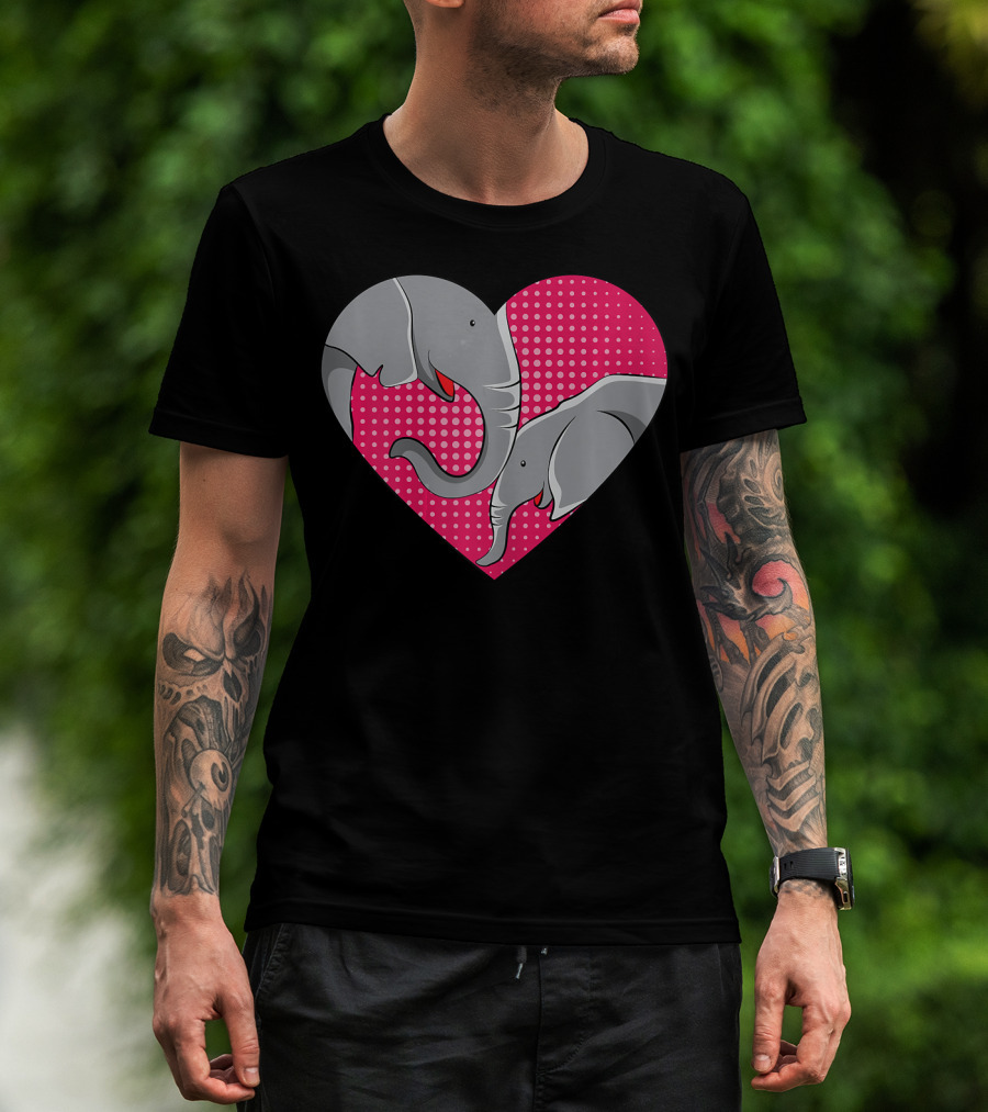 Elephant Mom Mommy Day Baby Family Heart Pink Polka Dots T-Shirt