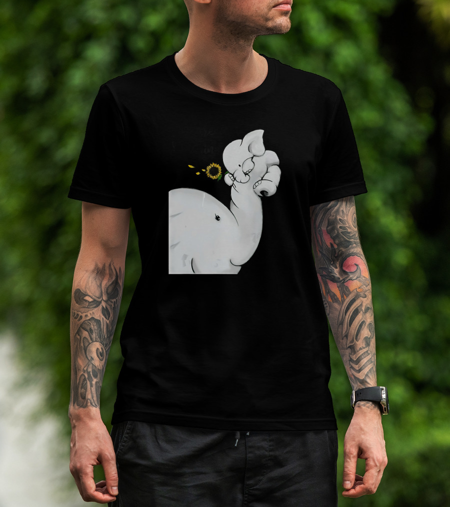 Elephant You Are My Sunshine With Flower And Baby Elephant Hugging T-Shirt
