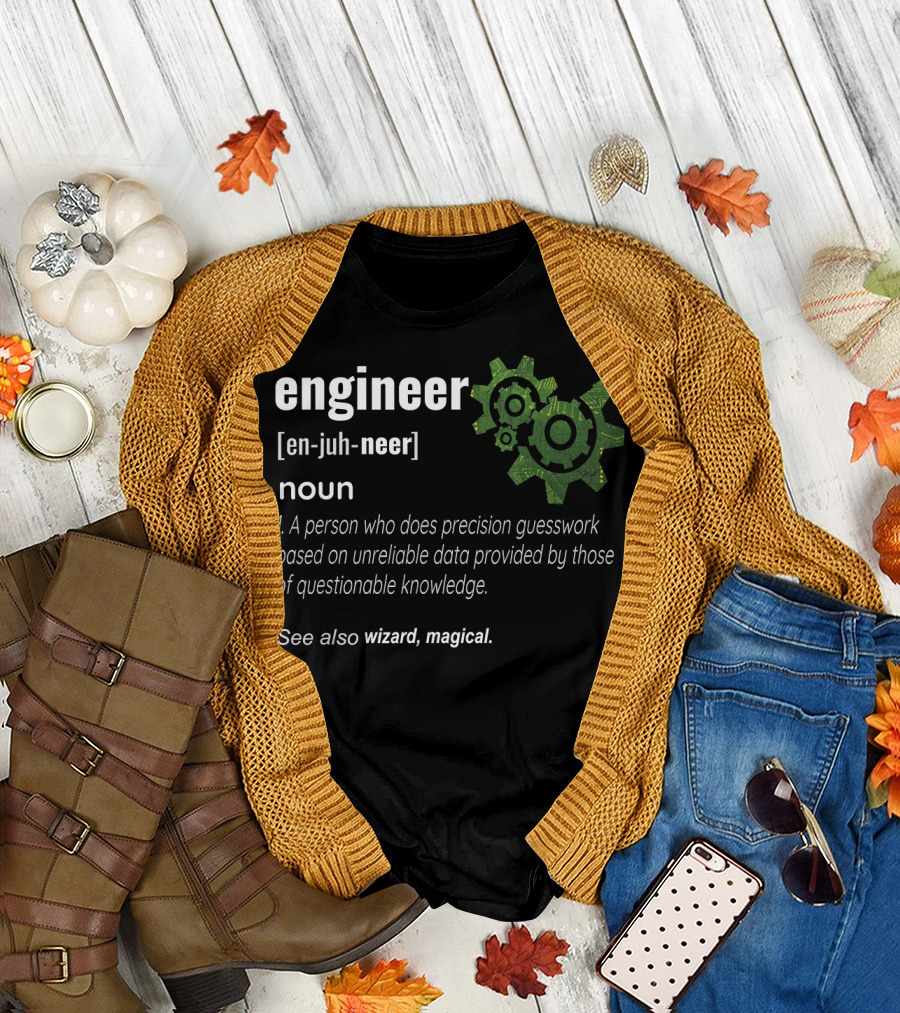 Engineer Definition Mechanical Wizard Magical Guesswork Profes T-Shirt
