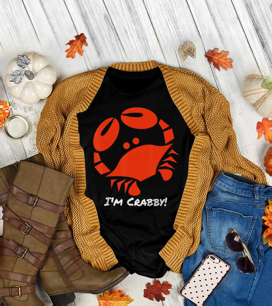 I'm Crabby Funny Crab Red Cartoon T-Shirt