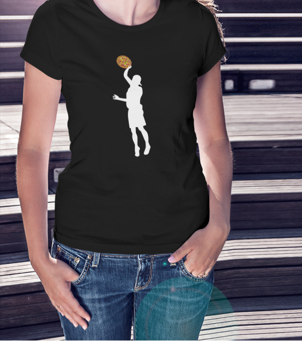 Pizza Frisbee Player Silhouette Ultimate Action T-Shirt