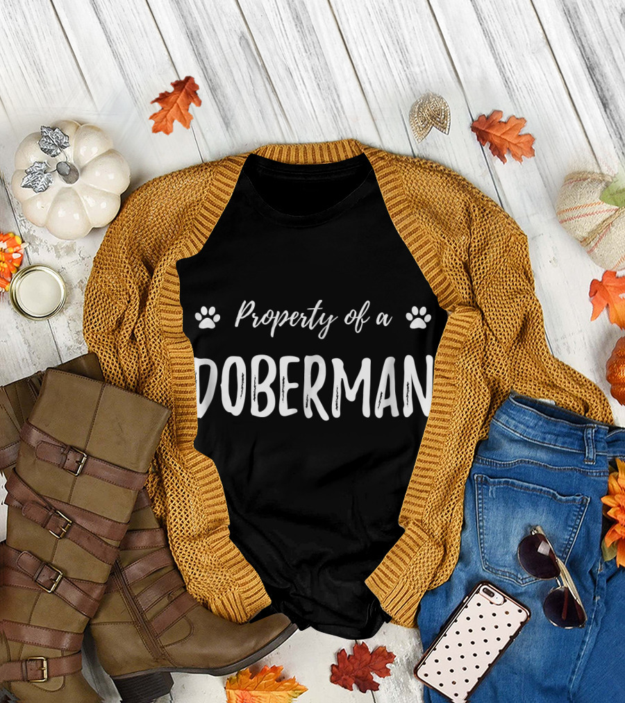 Property of a Doberman Funny Dog Paw Prints T-Shirt