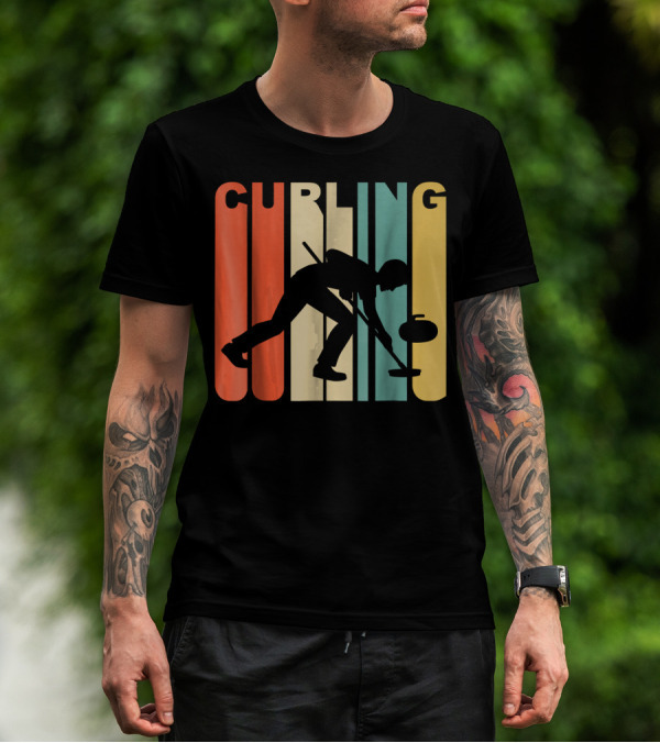Retro 1970's Style Curling Winter Sport Curler T-Shirt