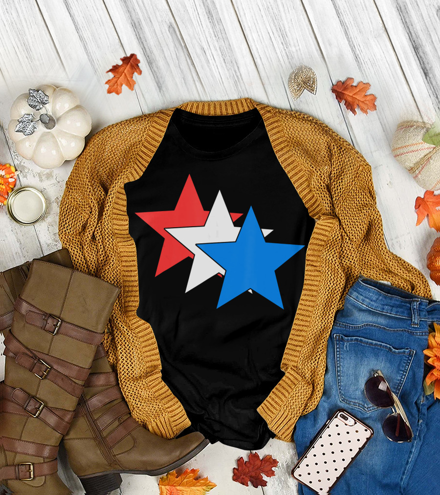 3 Three Stars Red White Blue American USA Fourth T-Shirt