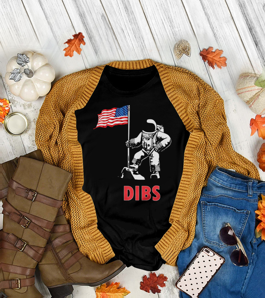 4th Of July Funny DIBS Astronaut with American Flag T-Shirt