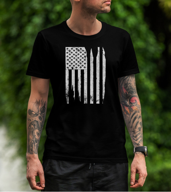 Distressed American Flag Mermaid Scales Fourth Of July T-Shirt