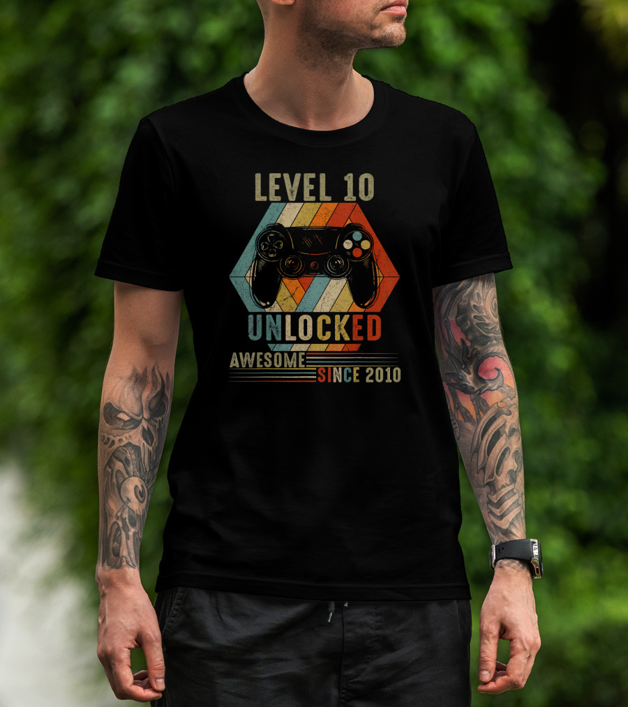 Level 10 Unlocked Awesome Gamer Since 2010 T-Shirt