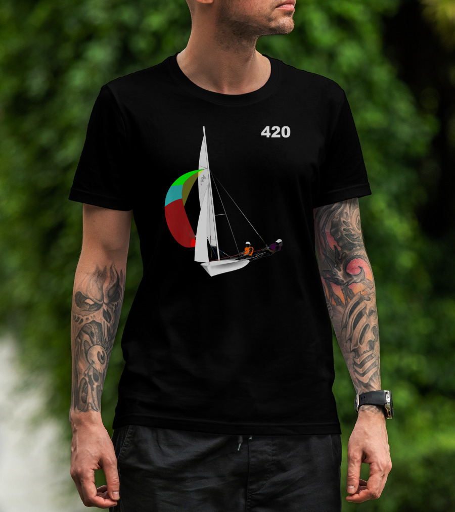 420 Sailing Dinghy Vibrant Spinnaker Racing T-Shirt