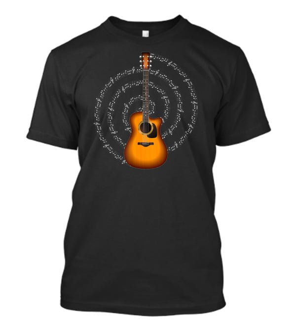 Acoustic Guitar With Circular Music Notation T-Shirt