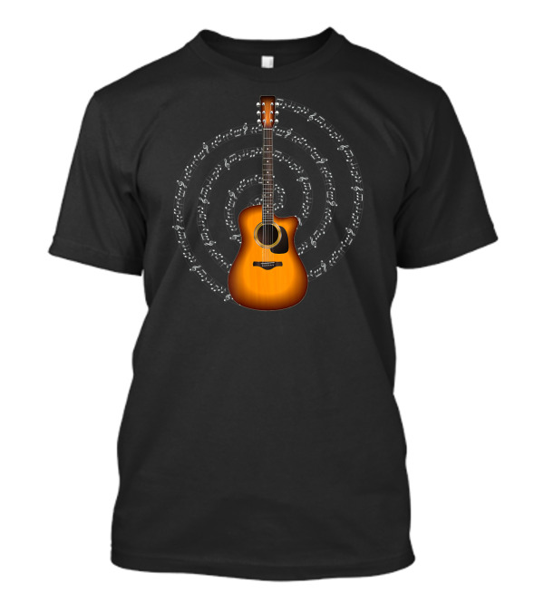 Acoustic Guitar With Circular Music Notation T-Shirt