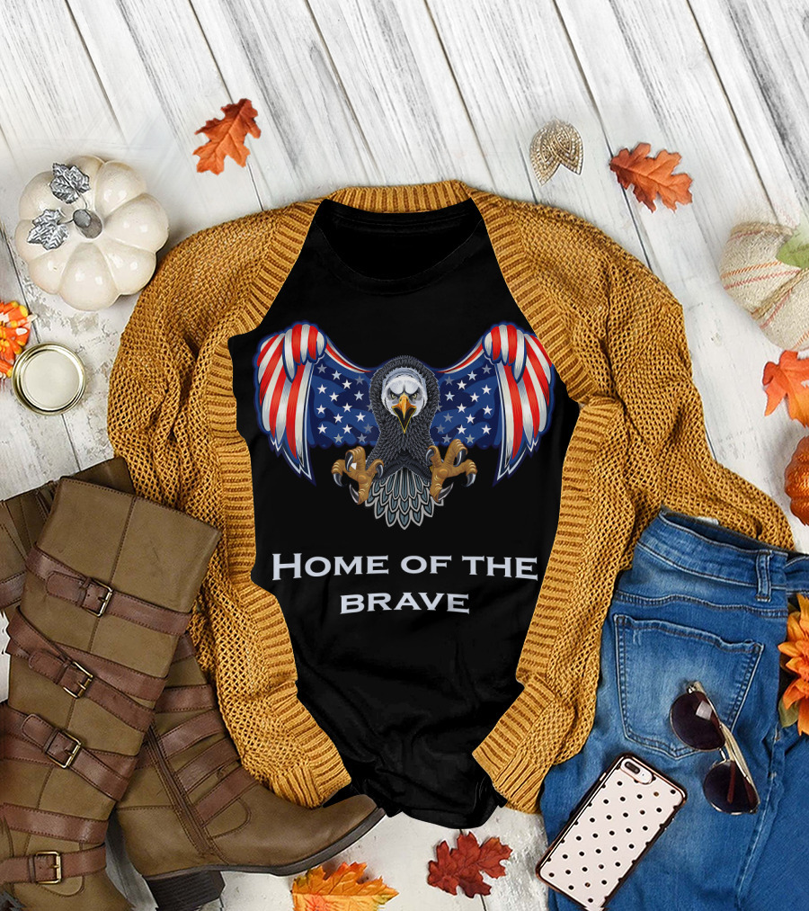 Home of the Brave American Eagle 4th of July Patriot T-Shirt