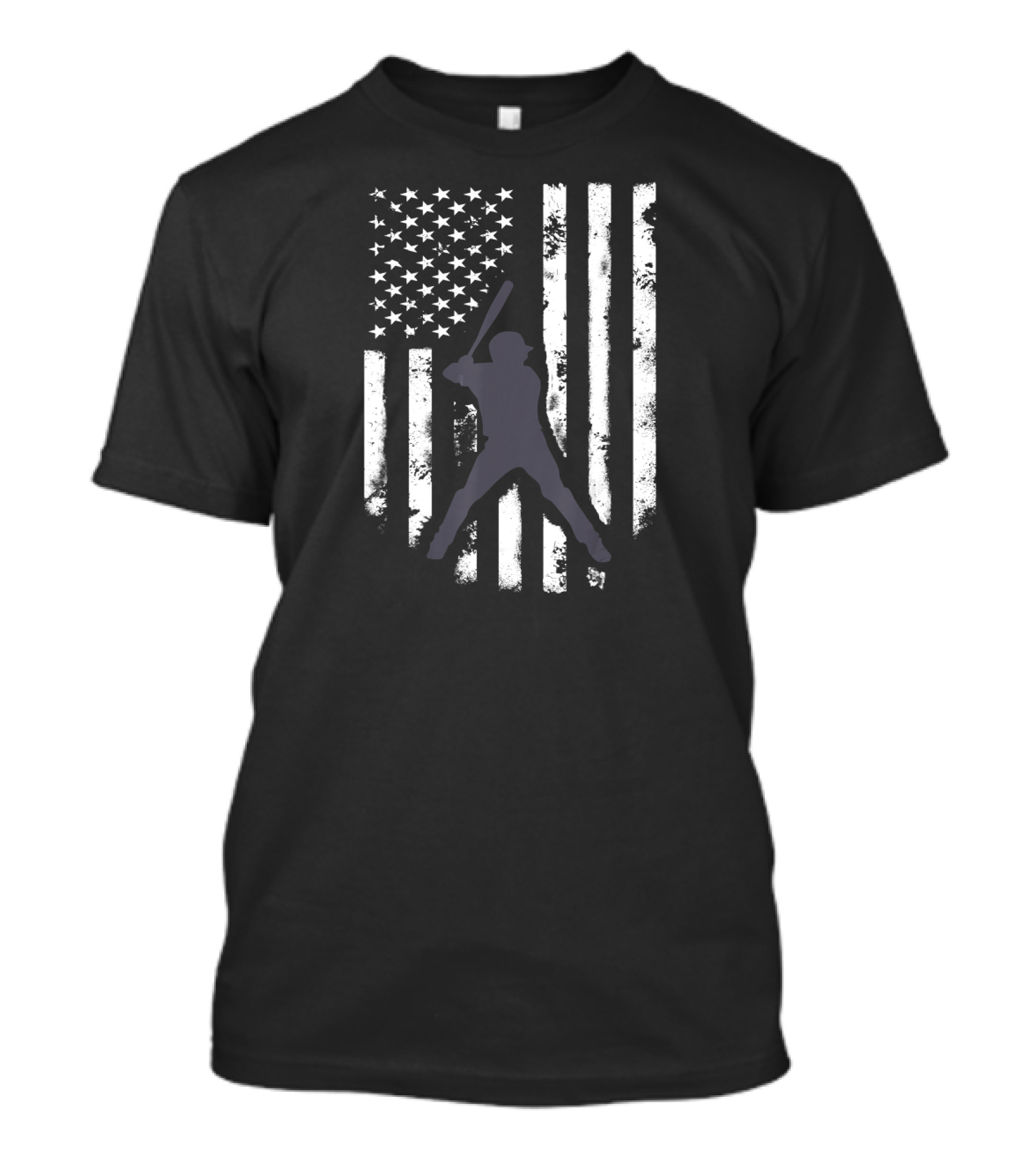 American Flag Distressed Baseball Batter T-Shirt